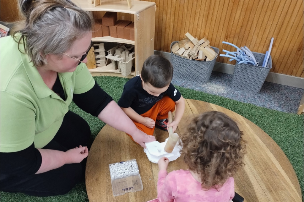 Teacher with students
