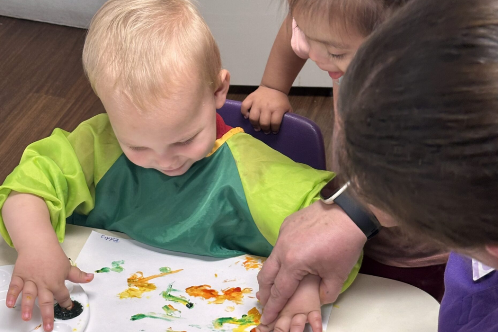 Toledo area early education center students in a hands-on art lesson.