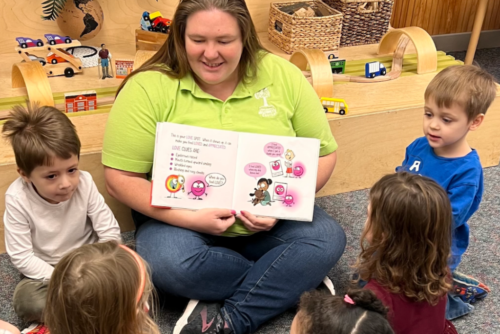 Ms. Kimberley, a Toledo-area preschool teacher, leading students in a Reggio Emilia lesson