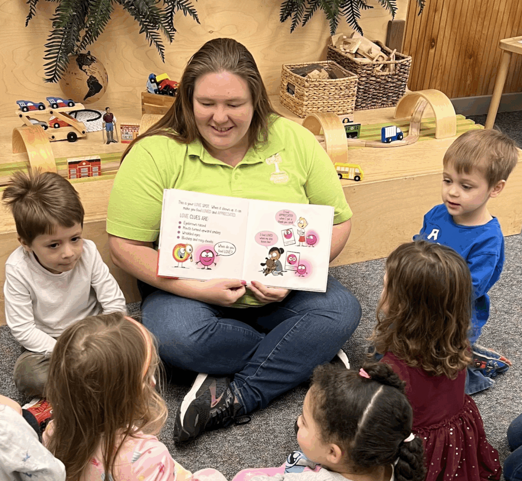 Ms. Kimberley, a Toledo-area preschool teacher, leading students in a Reggio Emilia lesson